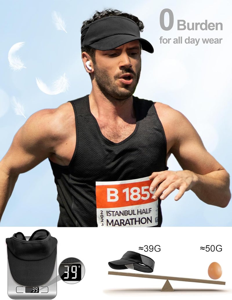 vidsel Sport Sun-Visor Hat Men Women Summer UV Protection, Lightweight Cooling Golf Running Tennis Sweat-Band Cap - Image 4